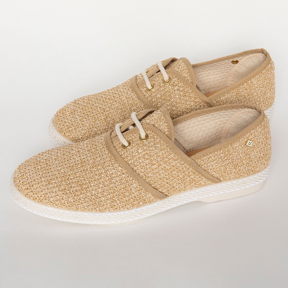 Rivieras Leisure Shoes Raffia Slip - On Loafer with Laces 4050 handmade in Spain.