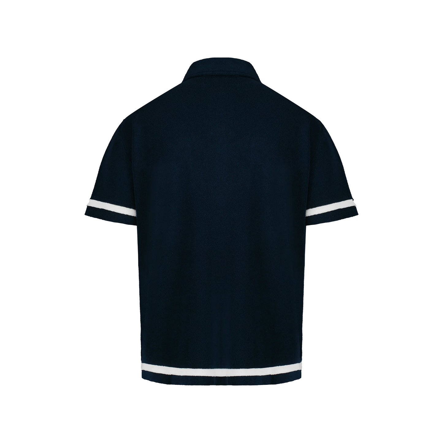 Navy Terrycloth shirt with Ecru Stripes