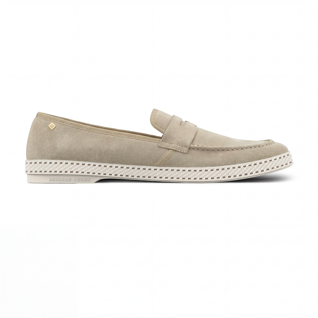 Rivieras Classic Leather Loafer – Beige Slip-On Shoe for Men & Women