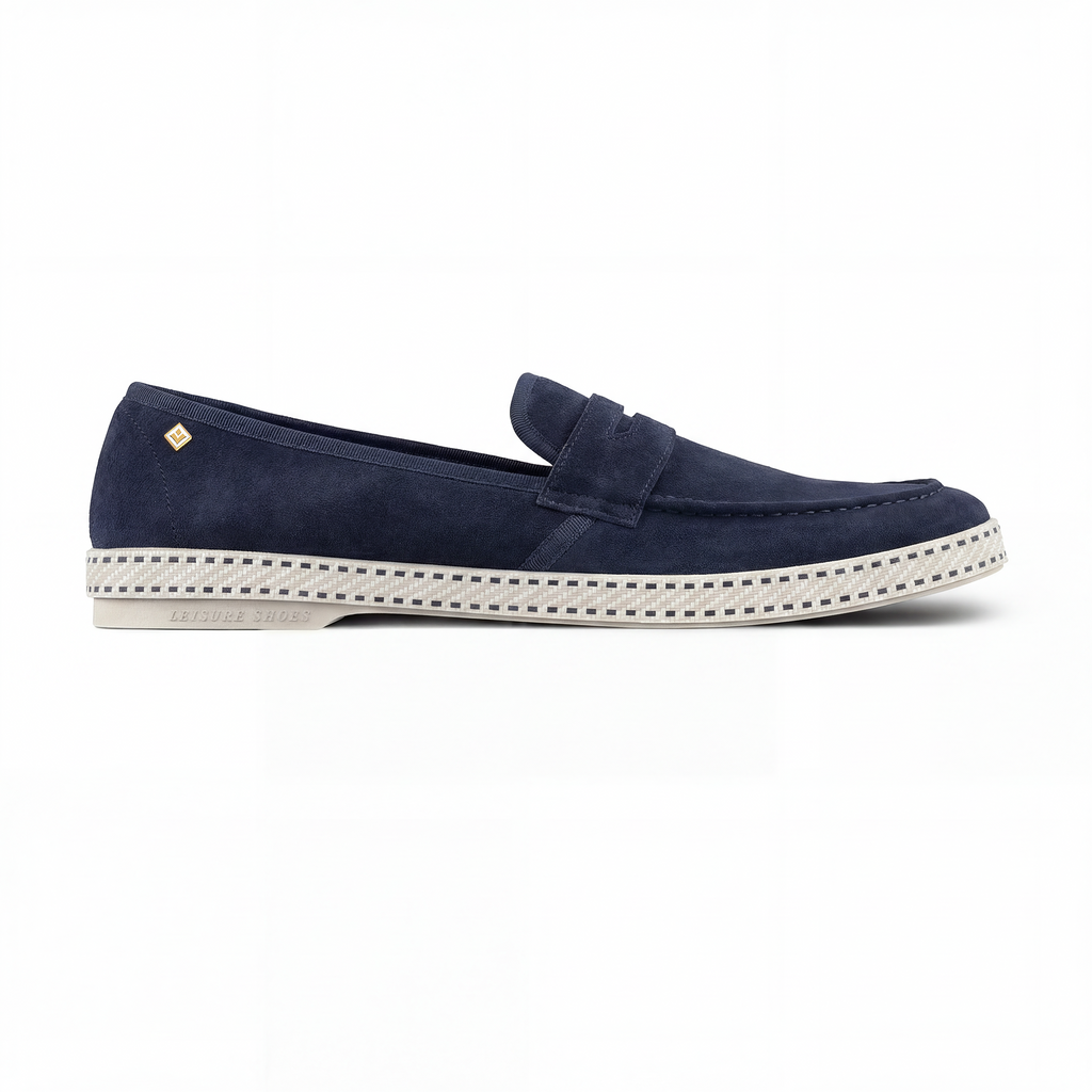 Rivieras Classic Leather Loafer – Navy Slip-On Shoe for Men & Women