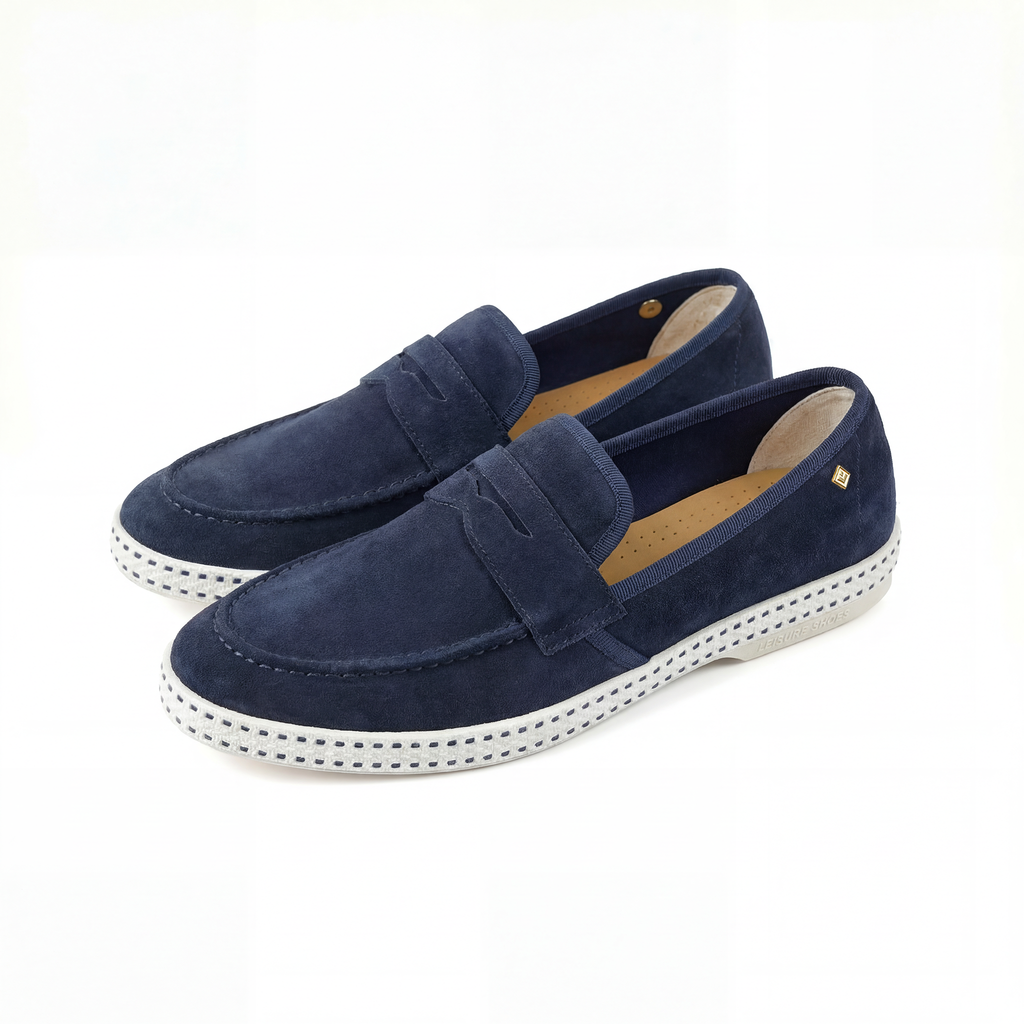 Rivieras Classic Leather Loafer – Navy Slip-On Shoe for Men & Women