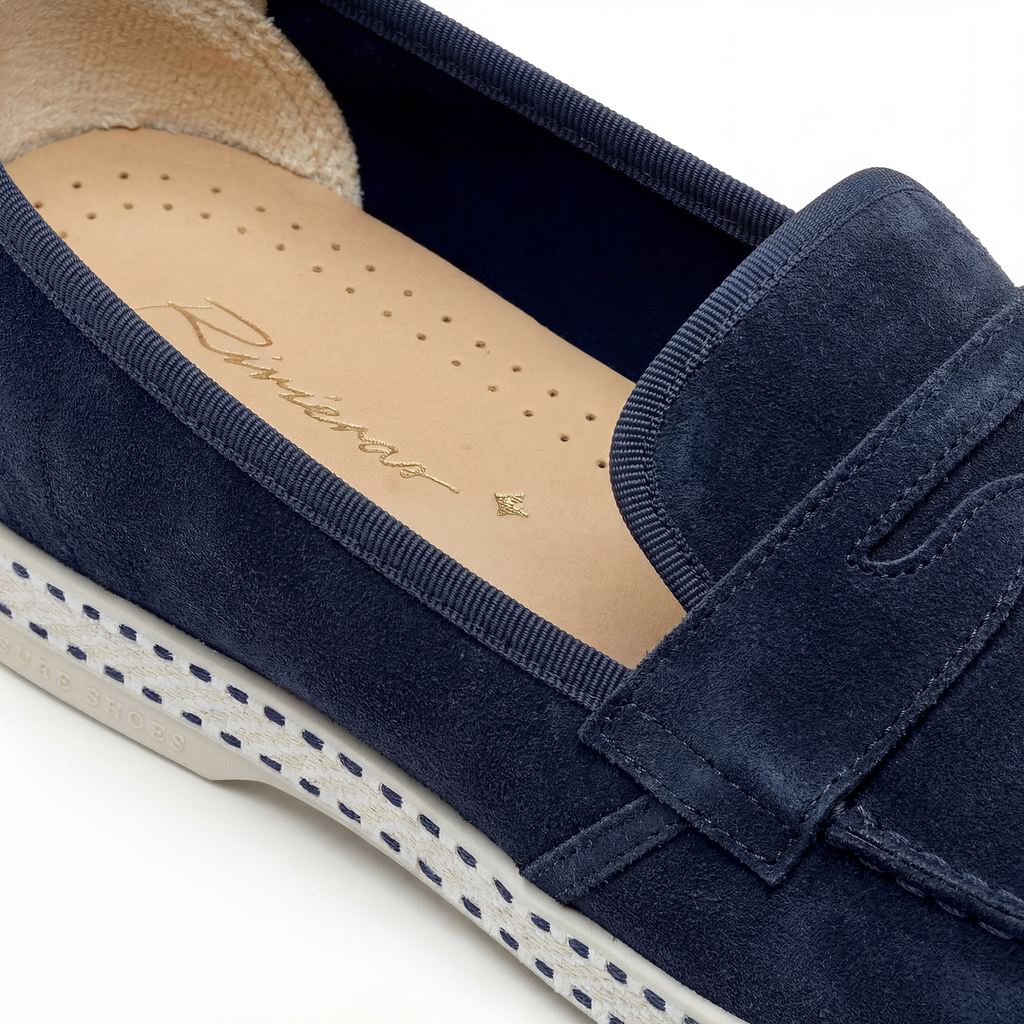 Rivieras Classic Leather Loafer – Navy Slip-On Shoe for Men & Women