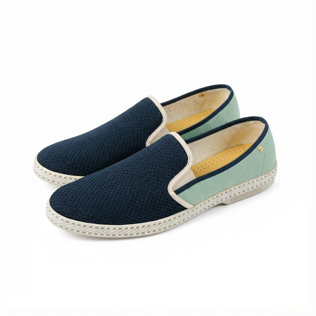 Rivieras Classic Match Loafer – Navy Mint Green Two-Tone Slip-On for Men & Women