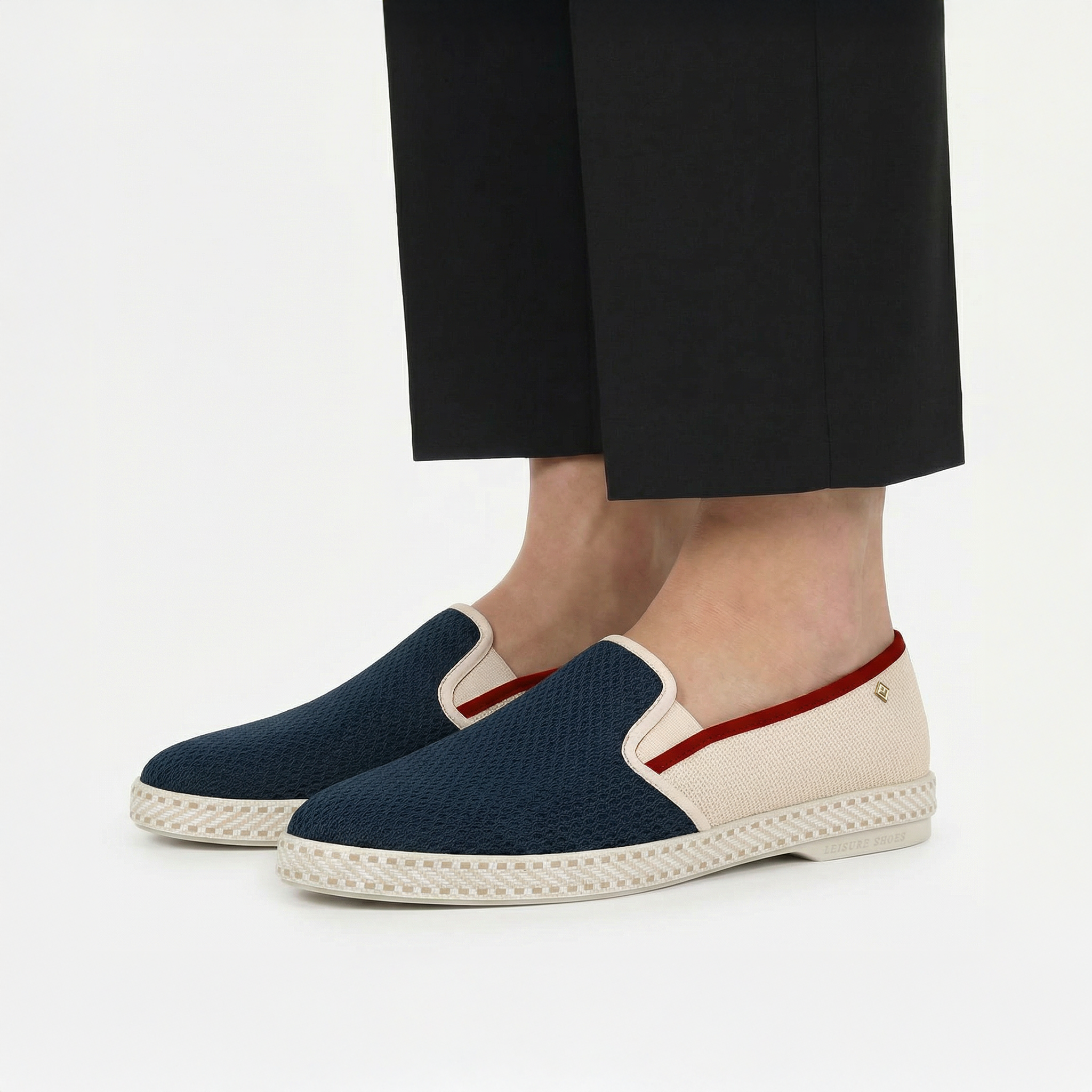 Rivieras Classic Match Mesh & Canvas Loafer – Navy Ecru Slip-On for Men & Women