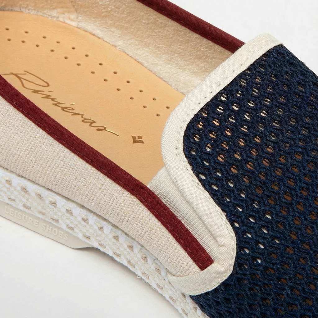 Rivieras Classic Match Mesh & Canvas Loafer – Navy Ecru Slip-On for Men & Women
