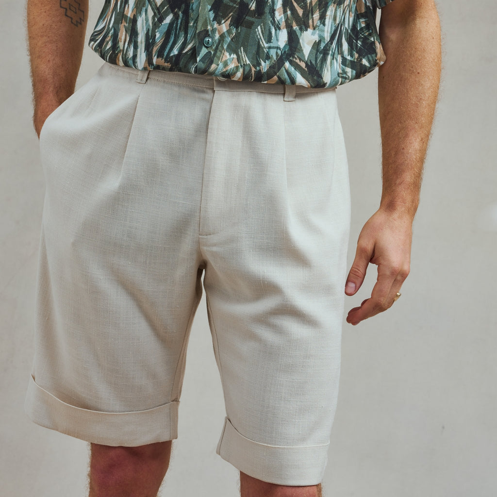 Rivieras European Union Beige Cuffed Shorts apparel handmade in Spain.