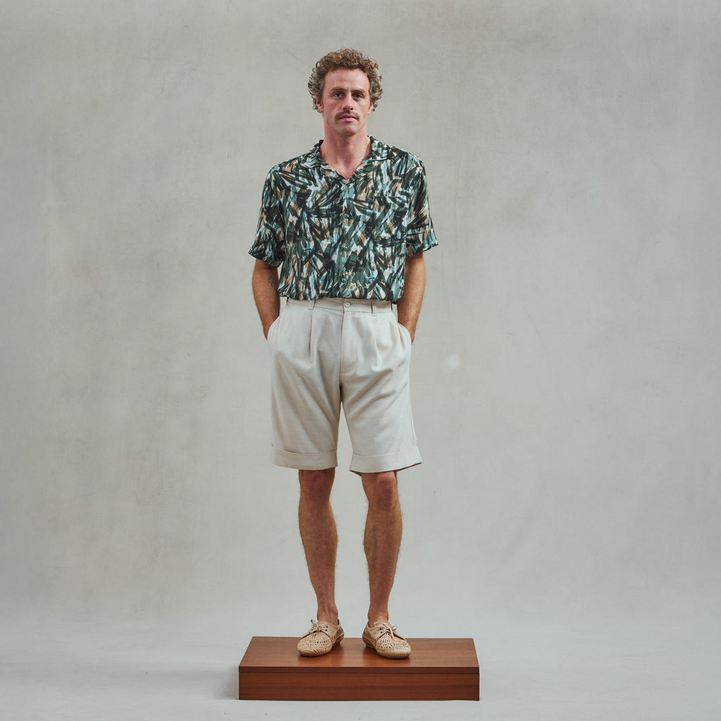 Rivieras European Union Beige Cuffed Shorts apparel handmade in Spain.