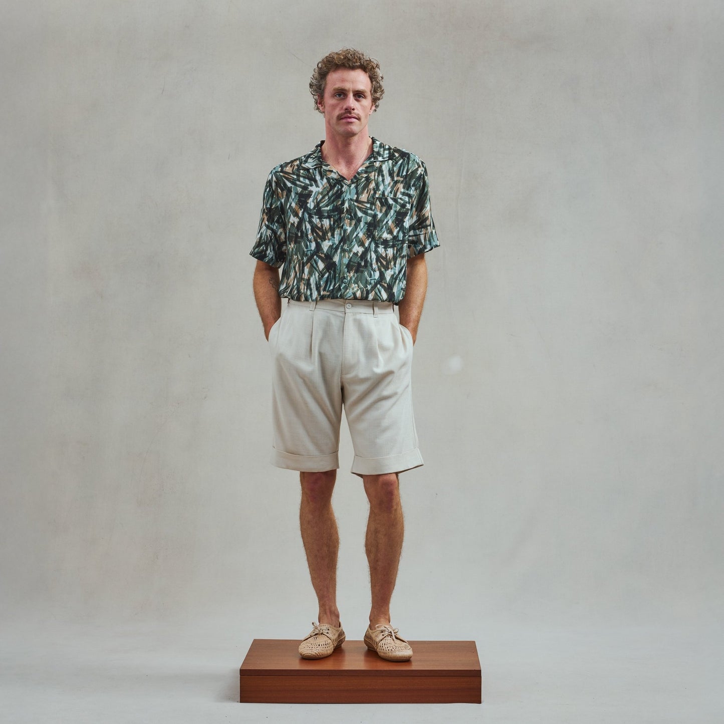 Rivieras European Union Beige Cuffed Shorts apparel handmade in Spain.