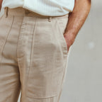 Rivieras European Union Beige Fatigue Pants apparel handmade in Spain.