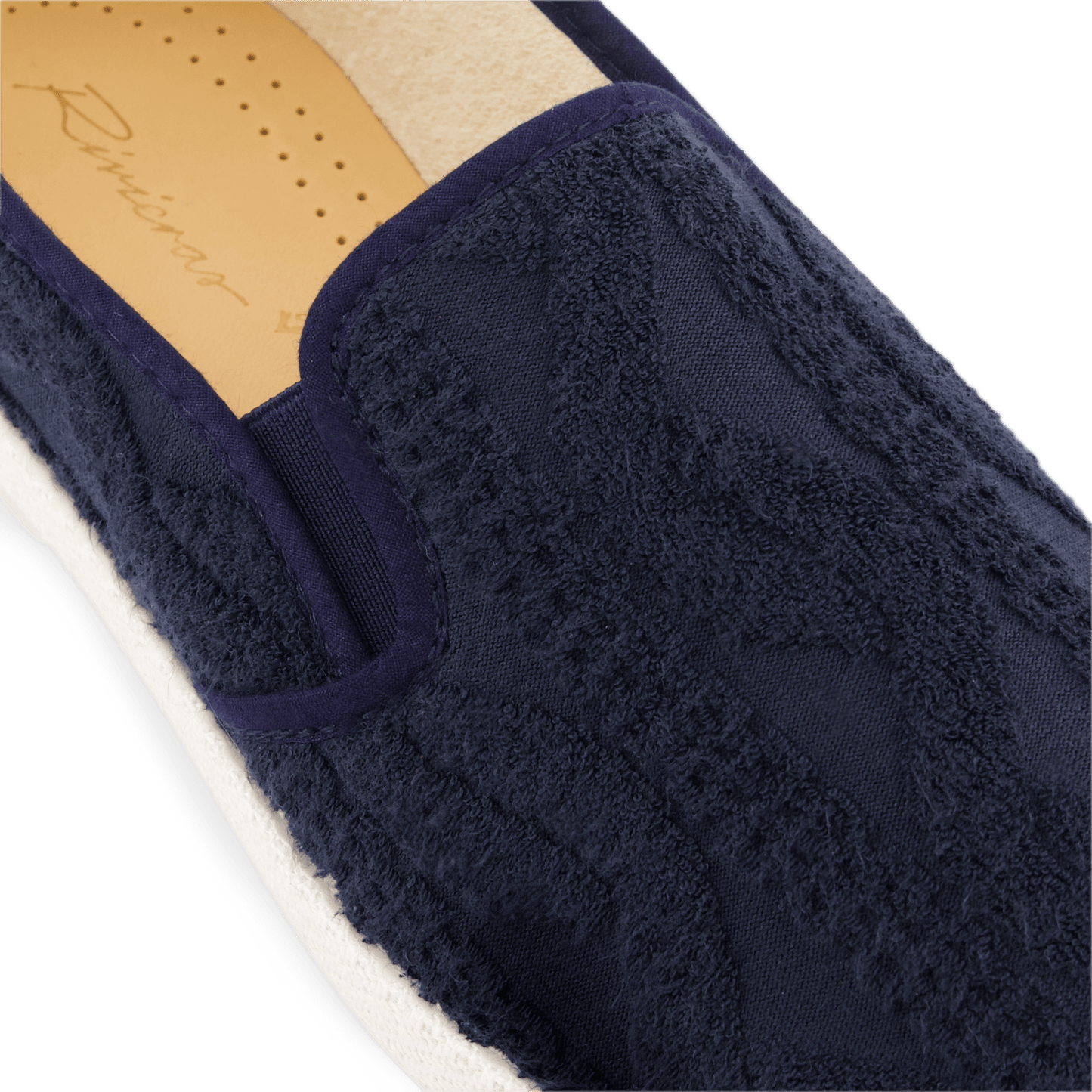Rivieras European Union Classic Terry Cloth Slip - On Loafer Navy 1540 Shoes handmade in Spain.