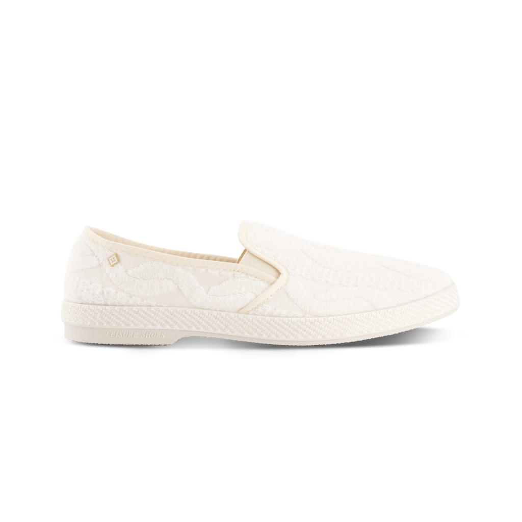 Rivieras European Union Classic Terry Cloth Slip - On Loafer White 1541 Shoes handmade in Spain.