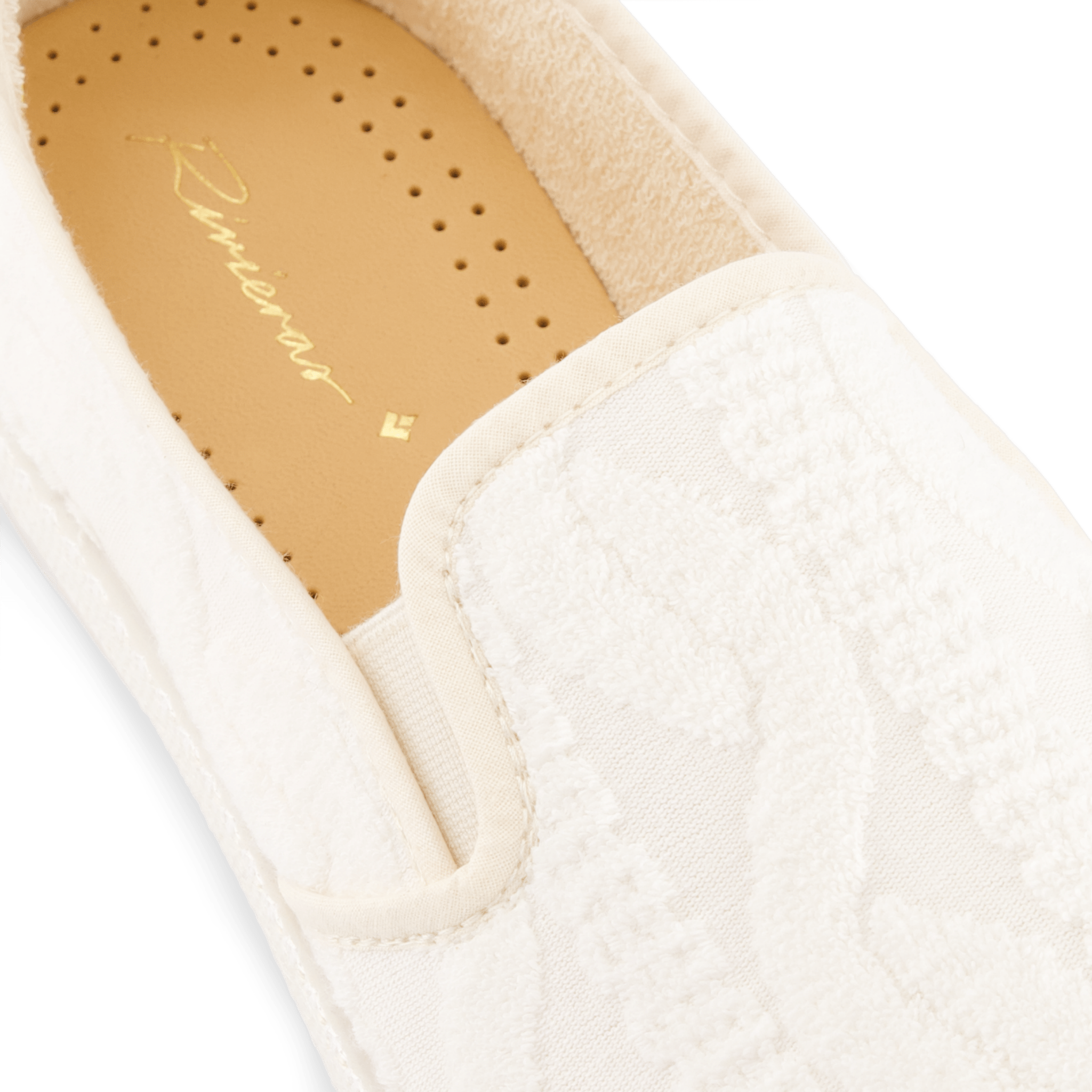 Rivieras European Union Classic Terry Cloth Slip - On Loafer White 1541 Shoes handmade in Spain.