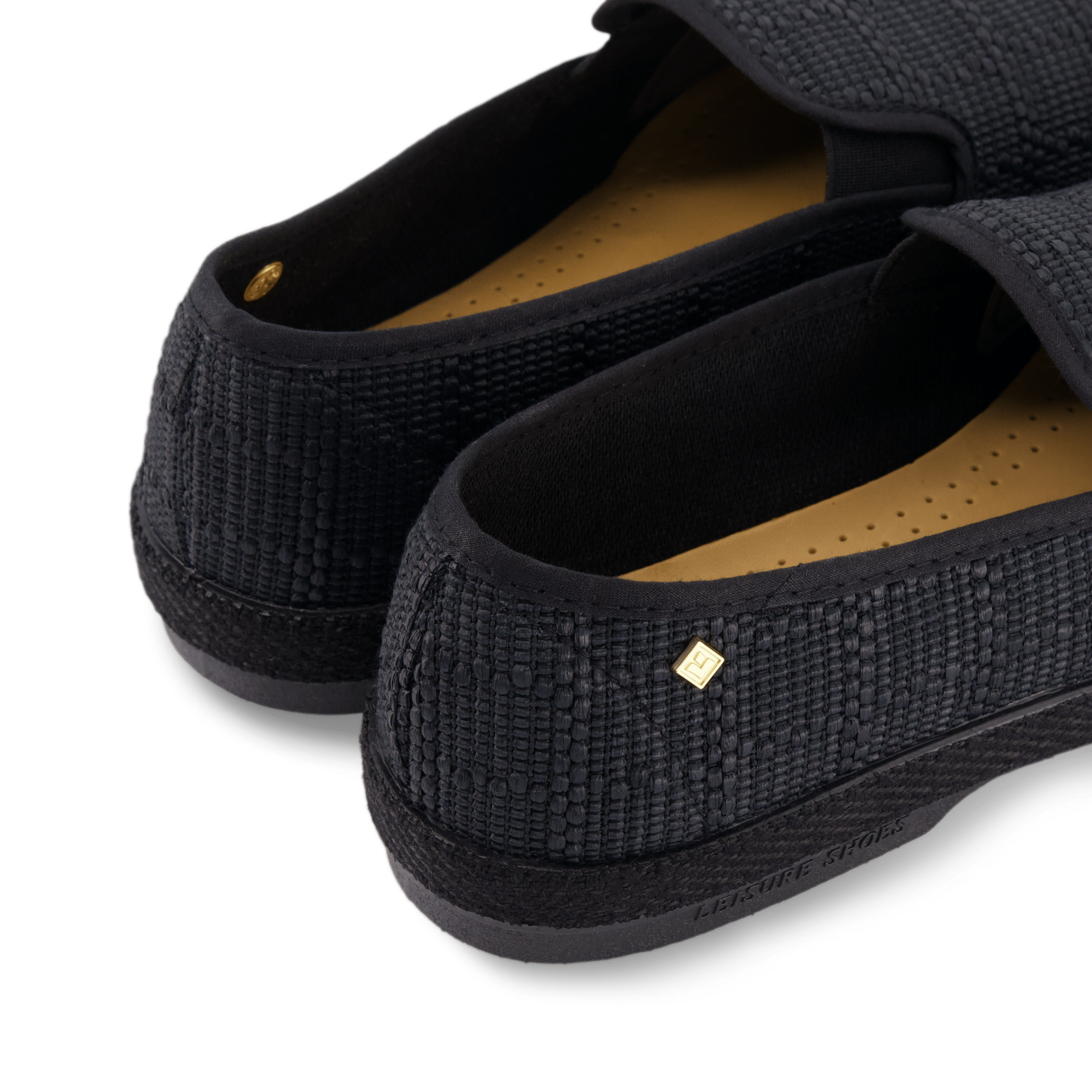 Rivieras European Union Classic Textured Raffia Slip - On Loafer Black 1512 Shoes handmade in Spain.