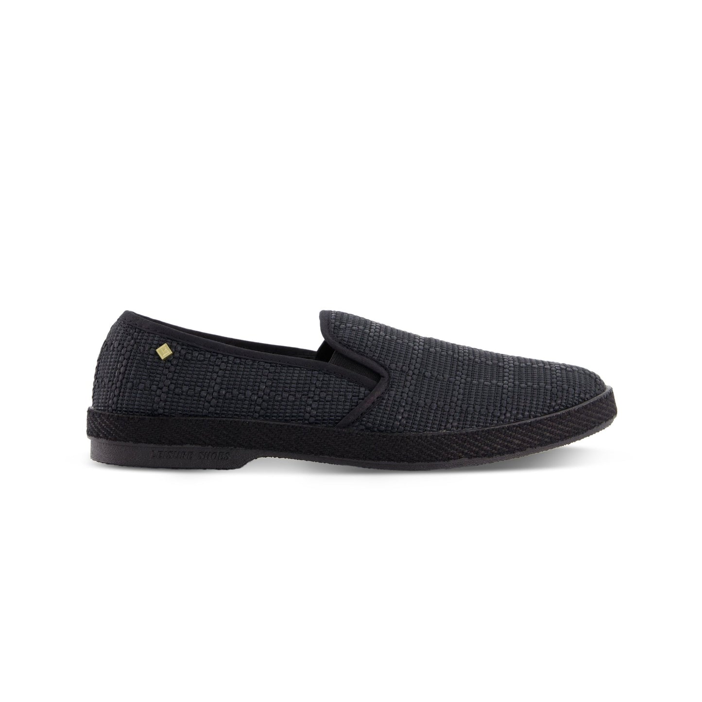 Rivieras European Union Classic Textured Raffia Slip - On Loafer Black 1512 Shoes handmade in Spain.