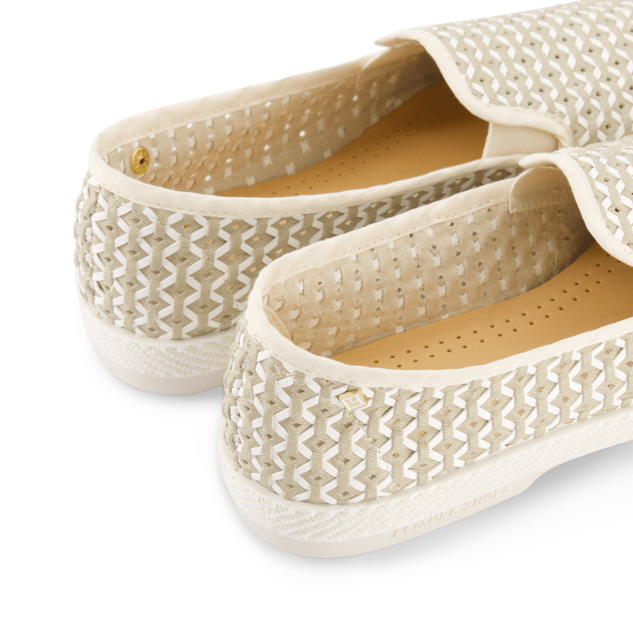 Rivieras European Union Classic Woven Leatherette Slip - On Loafer in Beige 3182 Shoes handmade in Spain.