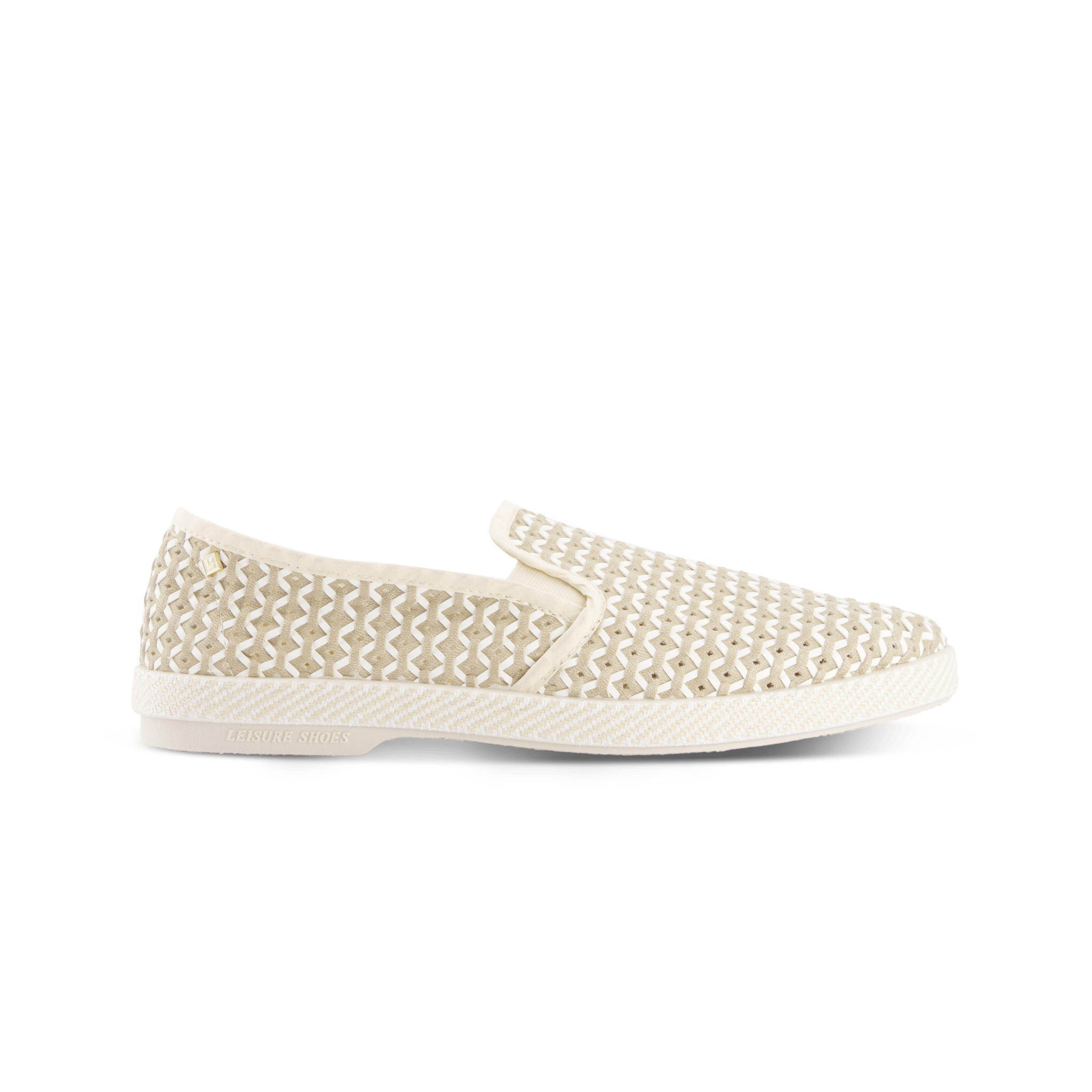 Rivieras European Union Classic Woven Leatherette Slip - On Loafer in Beige 3182 Shoes handmade in Spain.