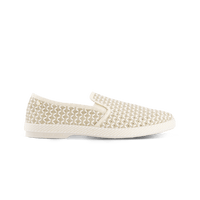 Rivieras European Union Classic Woven Leatherette Slip - On Loafer in Beige 3182 Shoes handmade in Spain.