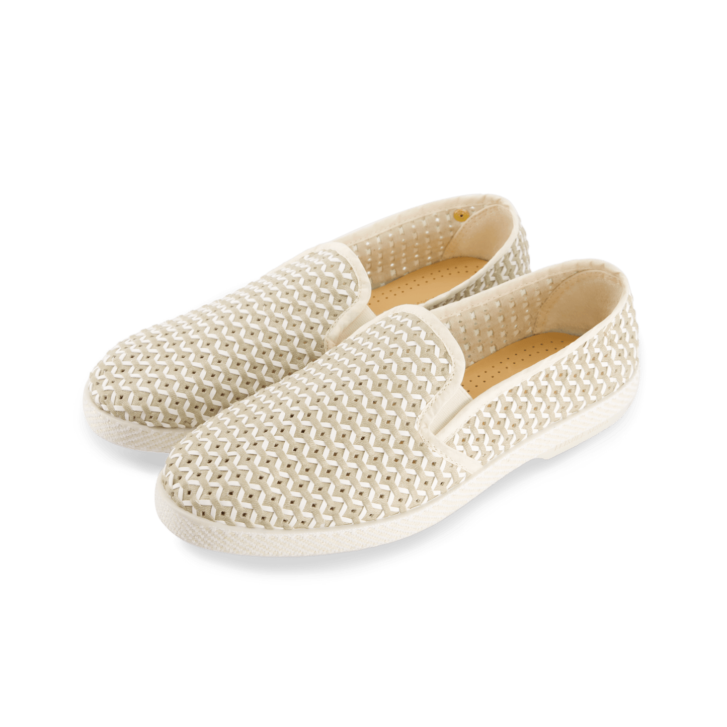 Rivieras European Union Classic Woven Leatherette Slip - On Loafer in Beige 3182 Shoes handmade in Spain.