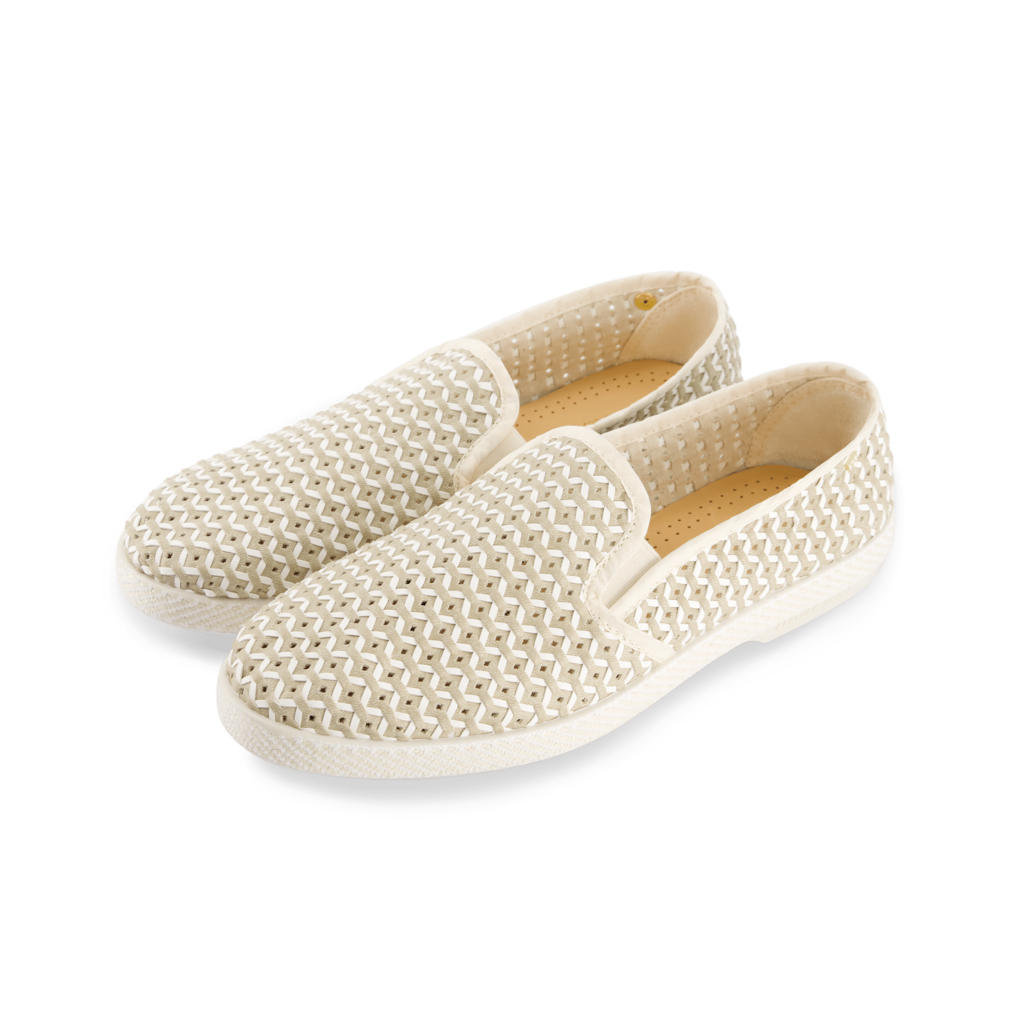 Rivieras European Union Classic Woven Leatherette Slip - On Loafer in Beige 3182 Shoes handmade in Spain.