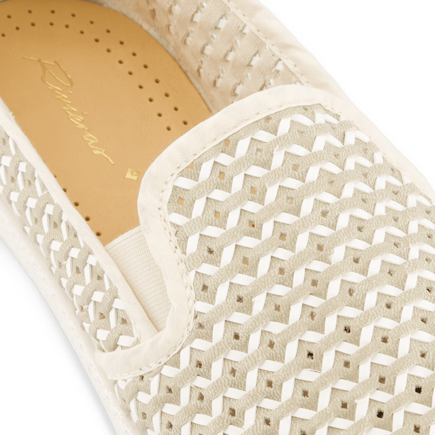Rivieras European Union Classic Woven Leatherette Slip - On Loafer in Beige 3182 Shoes handmade in Spain.