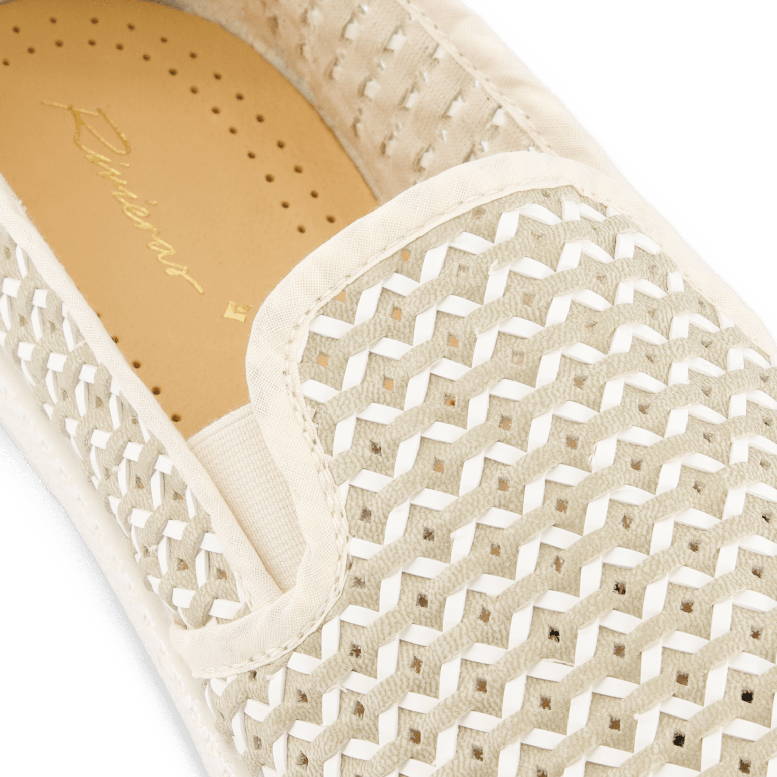 Rivieras European Union Classic Woven Leatherette Slip - On Loafer in Beige 3182 Shoes handmade in Spain.
