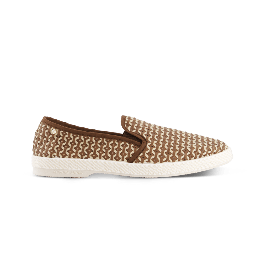 Rivieras European Union Classic Woven Leatherette Slip - On Loafer in Brown 3185 Shoes handmade in Spain.