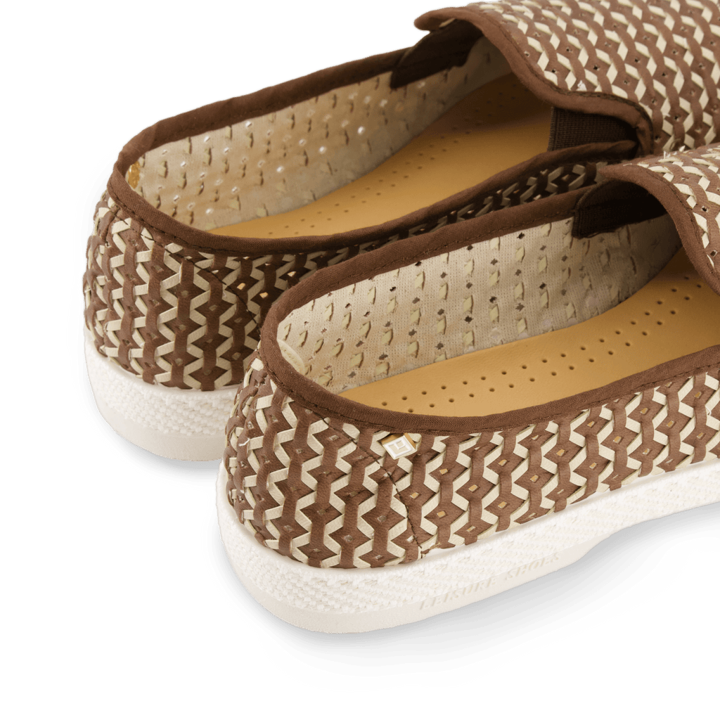Rivieras European Union Classic Woven Leatherette Slip - On Loafer in Brown 3185 Shoes handmade in Spain.