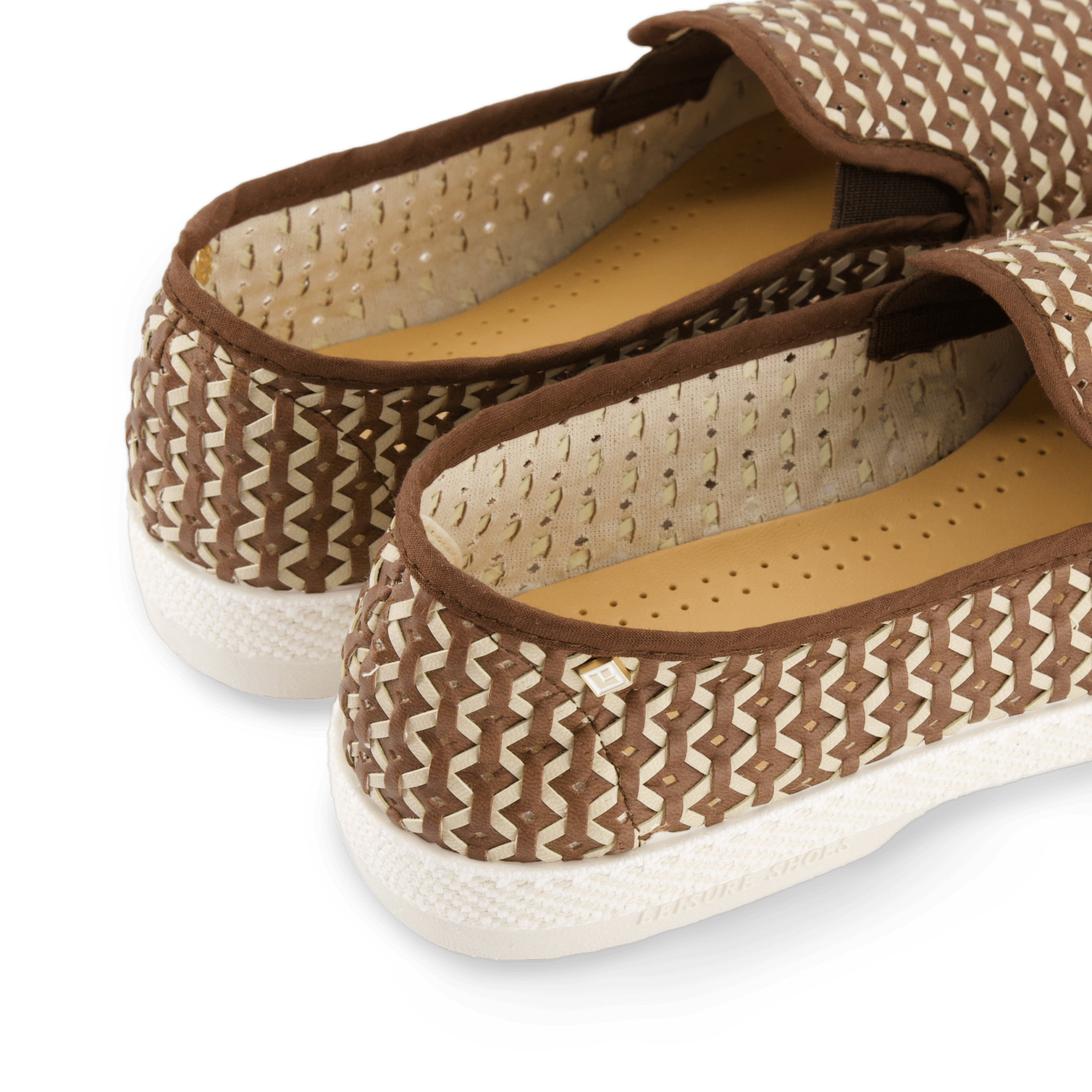 Rivieras European Union Classic Woven Leatherette Slip - On Loafer in Brown 3185 Shoes handmade in Spain.