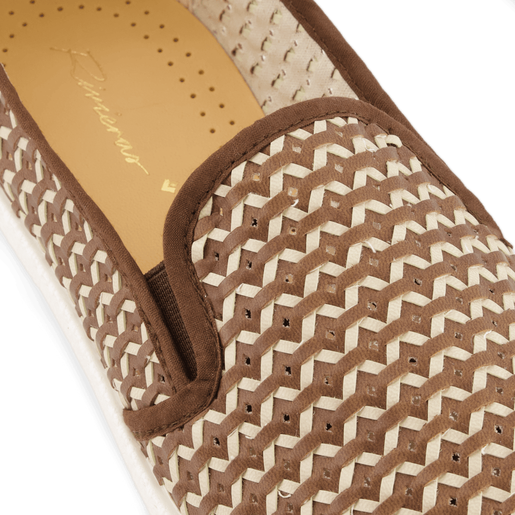 Rivieras European Union Classic Woven Leatherette Slip - On Loafer in Brown 3185 Shoes handmade in Spain.