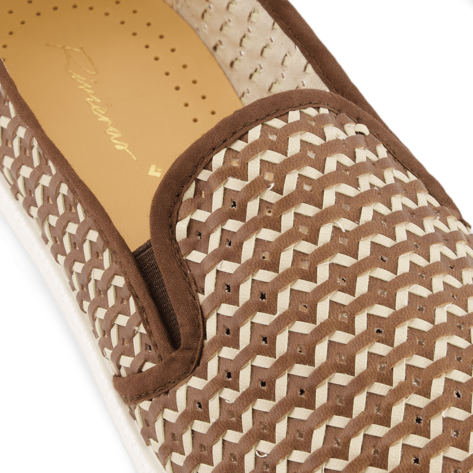 Rivieras European Union Classic Woven Leatherette Slip - On Loafer in Brown 3185 Shoes handmade in Spain.