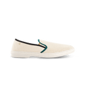 Rivieras European Union Cotton Canvas & Mesh Slip - On Loafer Cream with Black & Green 9282 Shoes handmade in Spain.