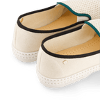 Rivieras European Union Cotton Canvas & Mesh Slip - On Loafer Cream with Black & Green 9282 Shoes handmade in Spain.