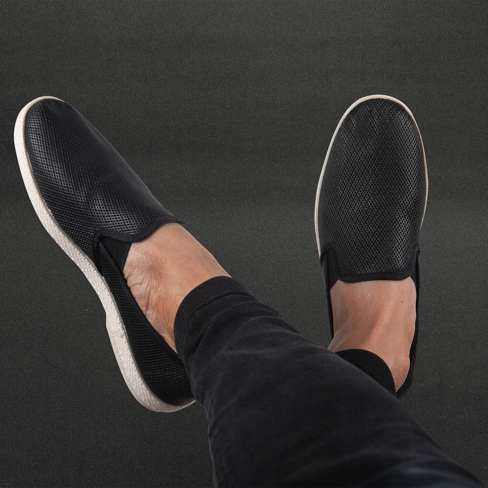 Rivieras European Union Diamond punch leatherette Slip - On Loafer Black 1521 Shoes handmade in Spain.