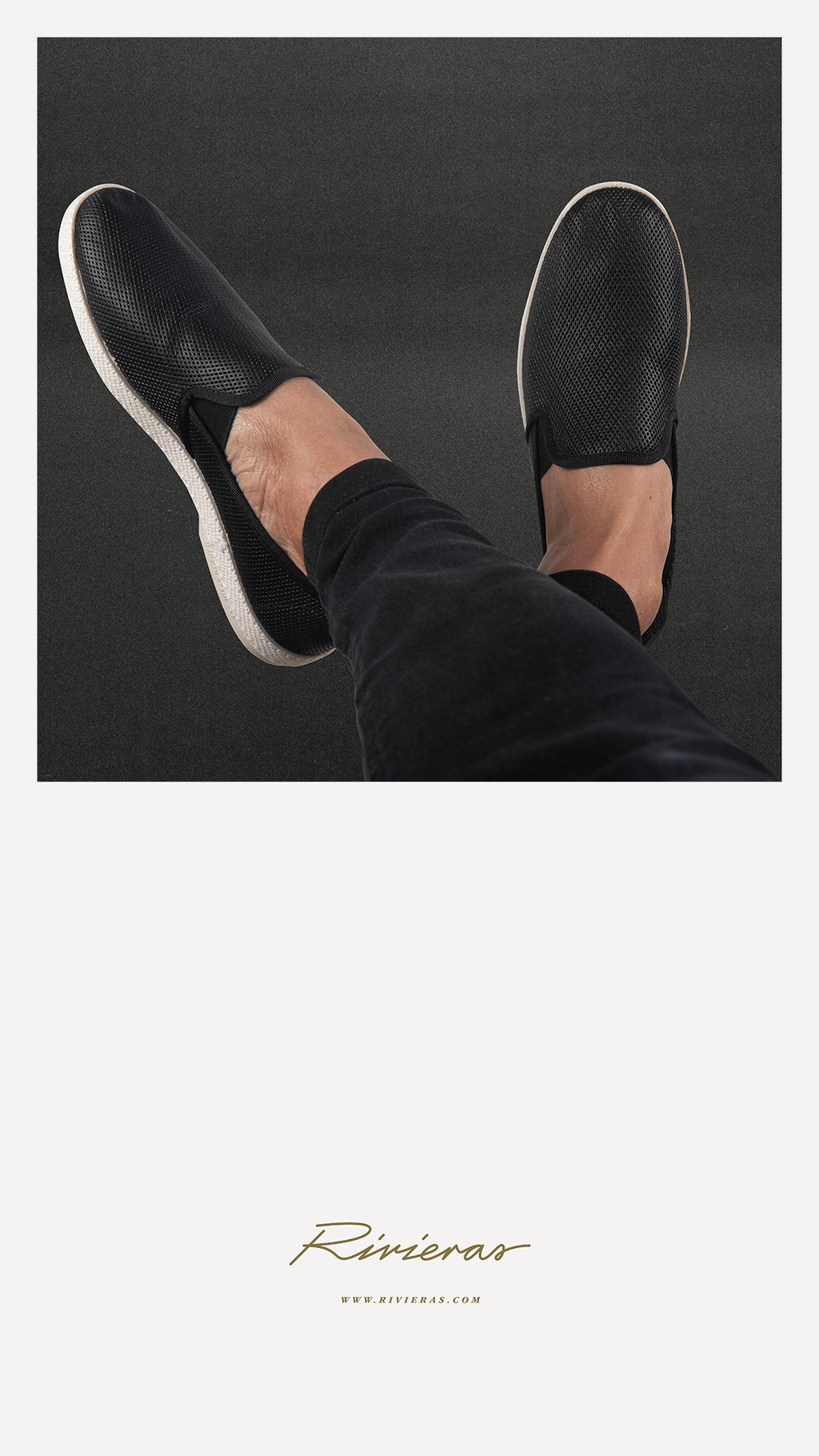 Rivieras European Union Diamond punch leatherette Slip - On Loafer Black 1521 Shoes handmade in Spain.