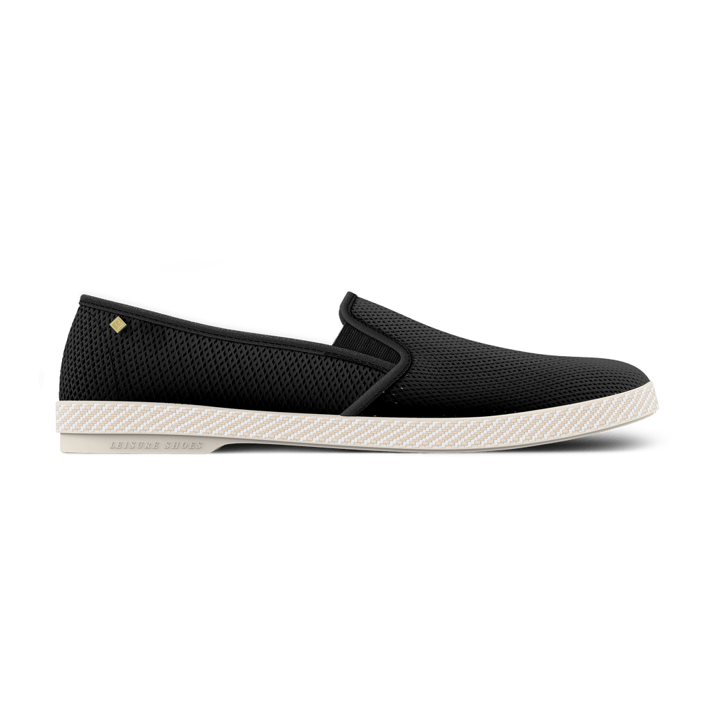 Rivieras European Union Diamond punch leatherette Slip - On Loafer Black 1521 Shoes handmade in Spain.
