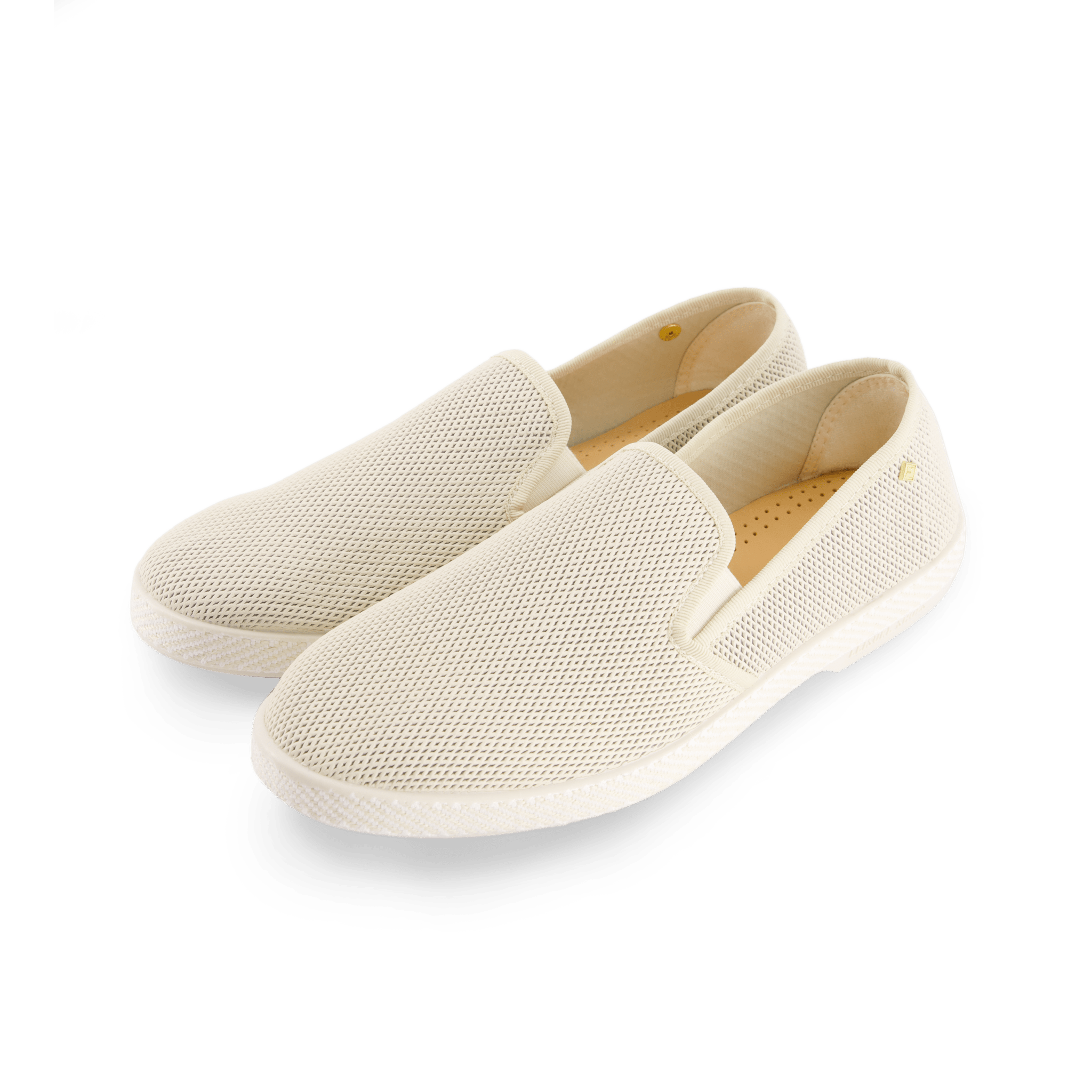 Rivieras European Union Diamond Punched Leatherette Slip - On Loafer Beige 1520 Shoes handmade in Spain.