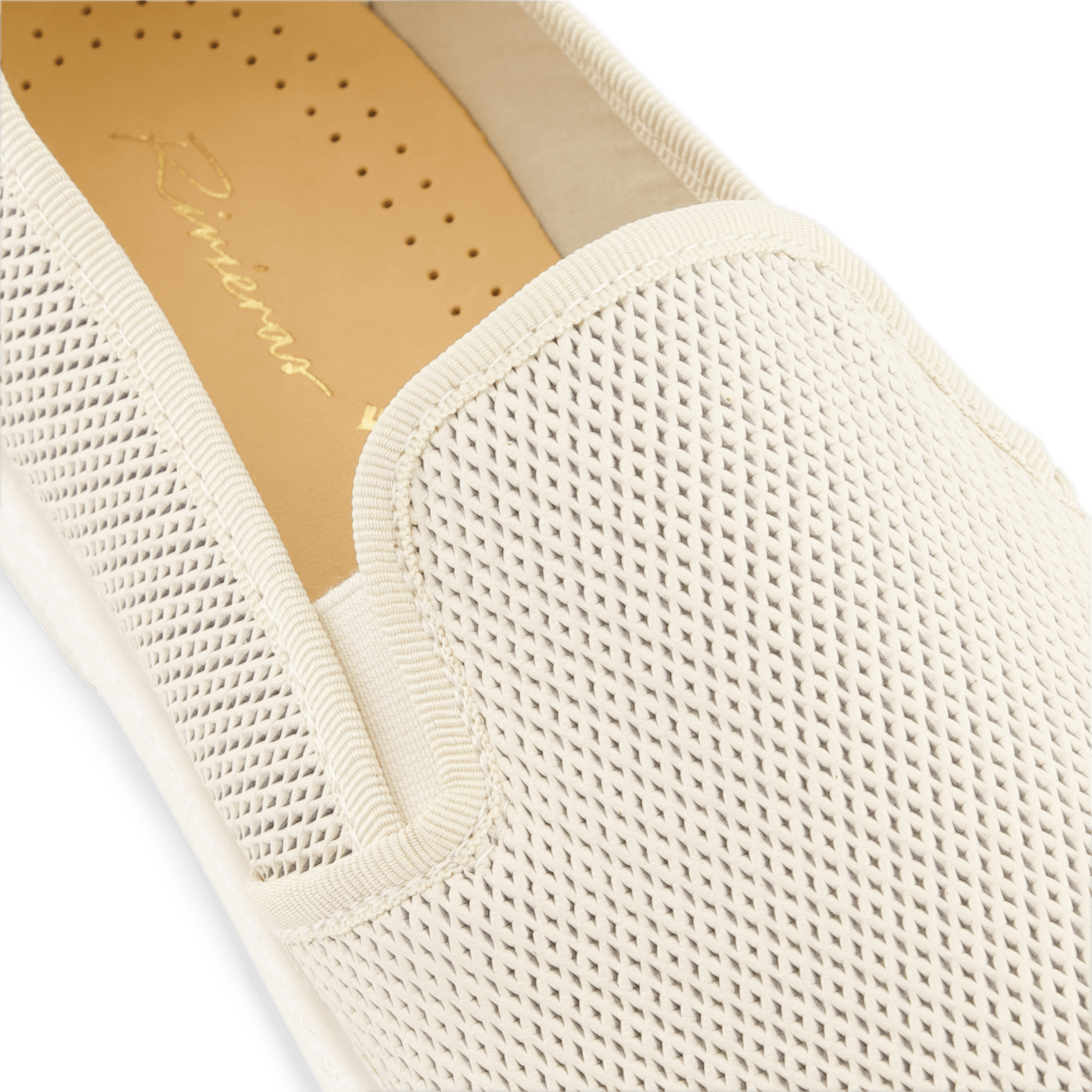 Rivieras European Union Diamond Punched Leatherette Slip - On Loafer Beige 1520 Shoes handmade in Spain.