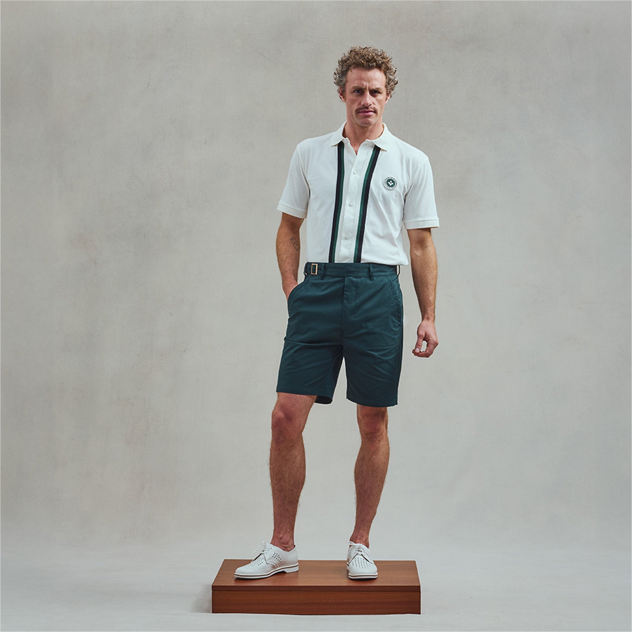 Rivieras European Union Ecru Golf Shirt apparel handmade in Spain.