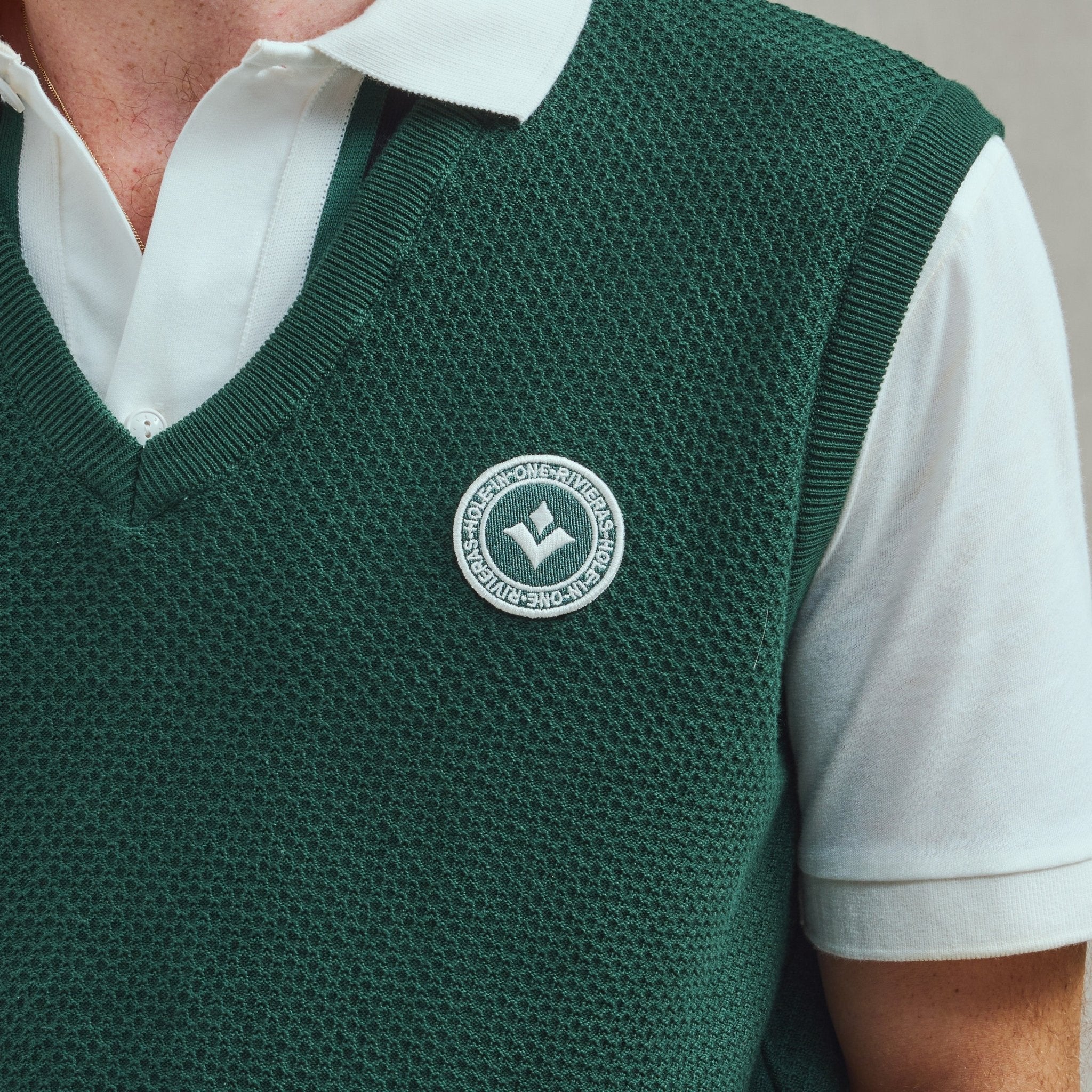 Rivieras European Union Green Sleeveless Sweater apparel handmade in Spain.