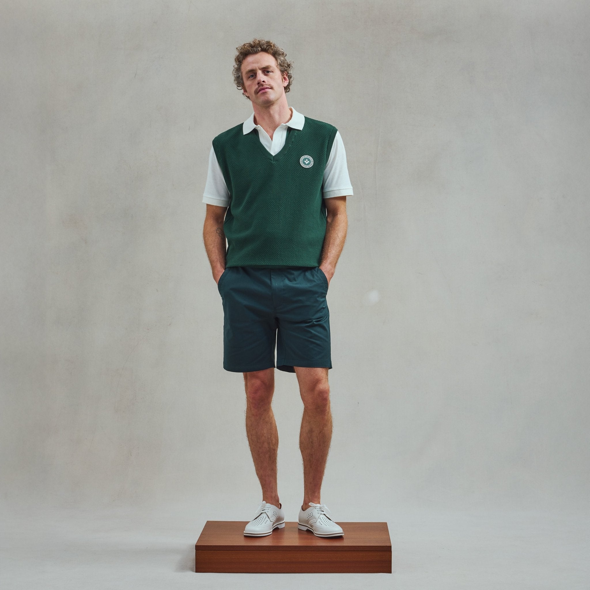 Rivieras European Union Green Sleeveless Sweater apparel handmade in Spain.