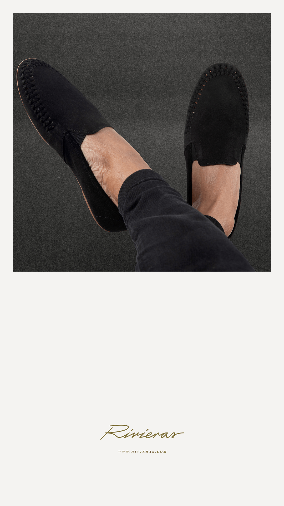 Rivieras European Union Jazz Suede Slip - On Moccasin Black J301 Shoes handmade in Spain.