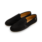 Rivieras European Union Jazz Suede Slip - On Moccasin Black J301 Shoes handmade in Spain.
