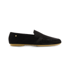 Rivieras European Union Jazz Suede Slip - On Moccasin Black J301 Shoes handmade in Spain.