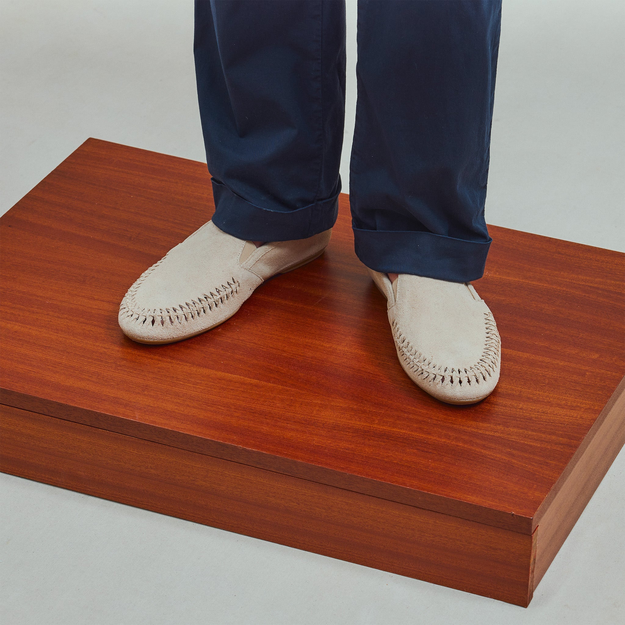 Rivieras European Union Jazz Suede Slip - On Moccasin Light Beige J302 Shoes handmade in Spain.