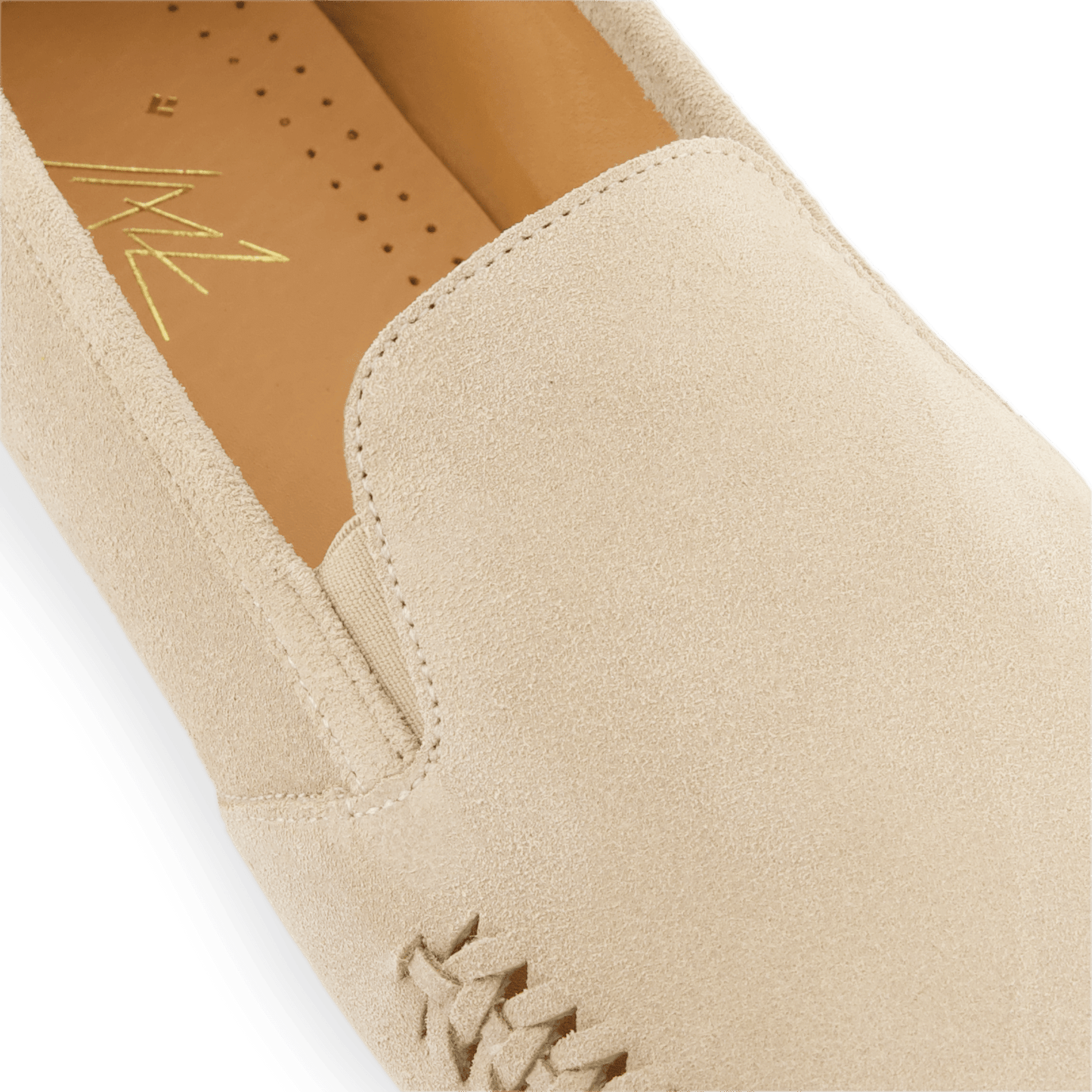 Rivieras European Union Jazz Suede Slip - On Moccasin Light Beige J302 Shoes handmade in Spain.