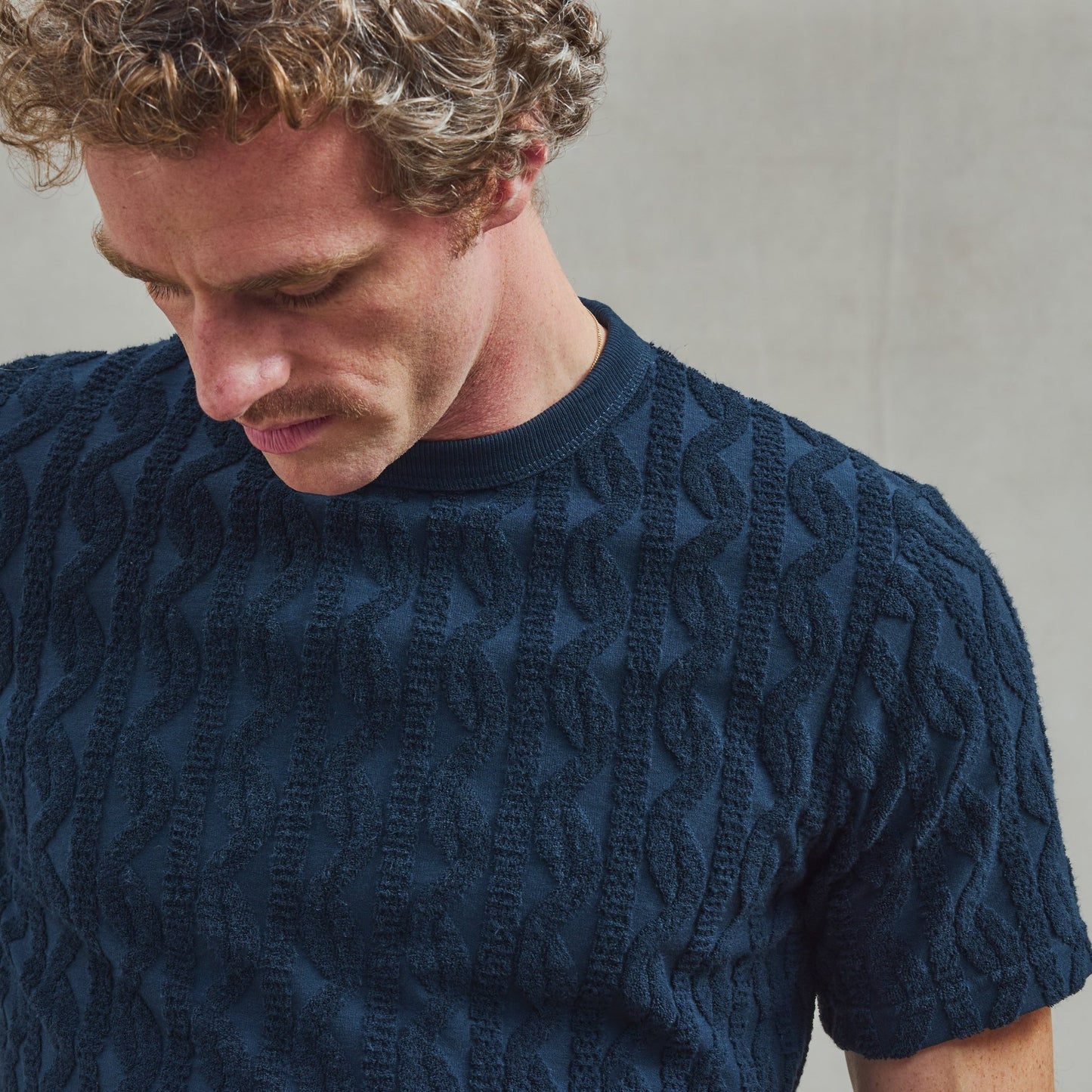 Rivieras European Union Navy Fancy Terrycloth T-Shirt apparel handmade in Spain.