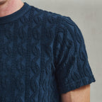 Rivieras European Union Navy Fancy Terrycloth T-Shirt apparel handmade in Spain.