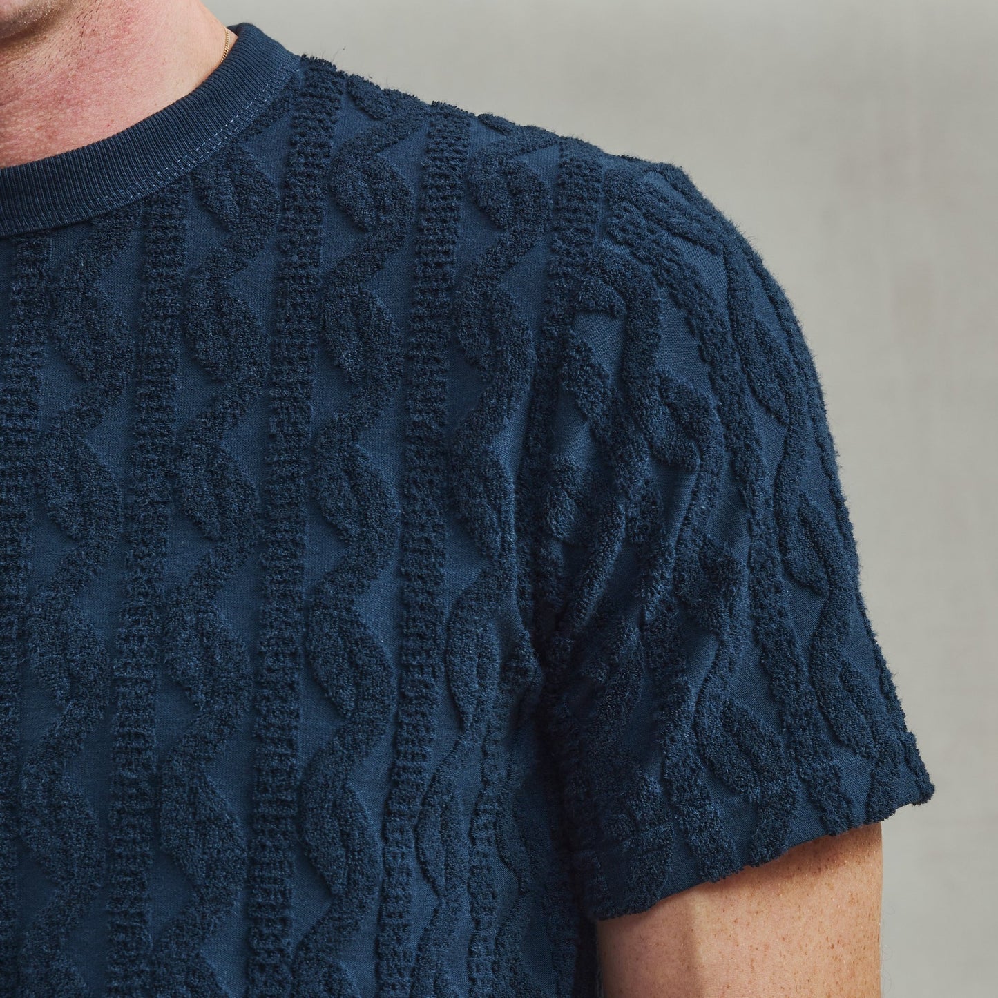 Rivieras European Union Navy Fancy Terrycloth T-Shirt apparel handmade in Spain.