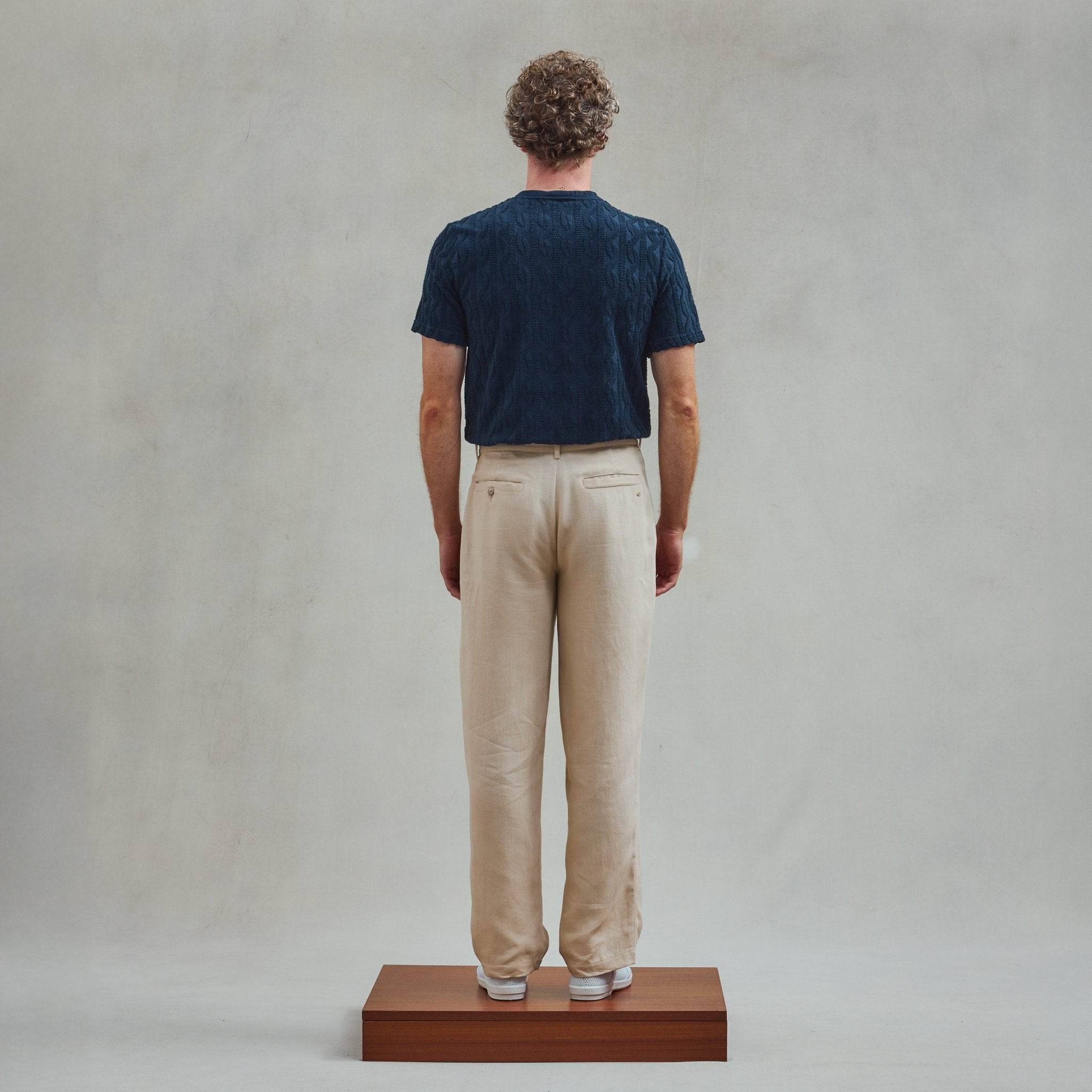 Rivieras European Union Navy Fancy Terrycloth T-Shirt apparel handmade in Spain.