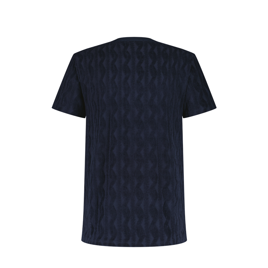 Rivieras European Union Navy Fancy Terrycloth T-Shirt apparel handmade in Spain.